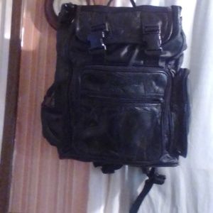 Black leather backpack